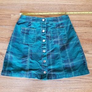 Urban Outfitters Urban Renewal Green Tartan Skirt